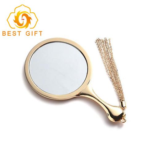 便携式手柄化妆镜设计迷你小镜子 可做logo礼品金属流苏镜子厂家